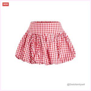 Bubble Mini Skort with Bow, Elastic Waist, Side Zipper, Y2K Style